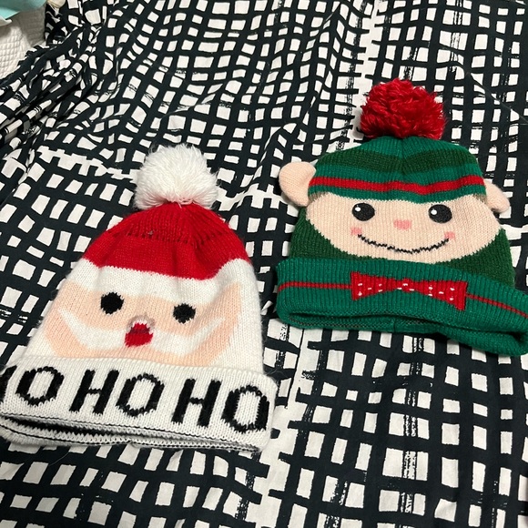 Santa & Elf beanie winter Christmas Ho Ho Ho reversible Santa, sold together - Picture 6 of 7